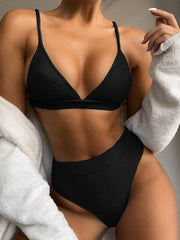 Voguable 2021 New V-neck swimwear women High Waist bikini set Push up swimsuit female Sexy Summer Biquinis bathing suit bather Beach wear voguable