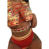 Bikini Swimsuit Sexy Bandeau Push Up New African Print Thong Lace Up Swimwear Biquini Bathing Suit Women 2 Pieces Bikinis Set voguable