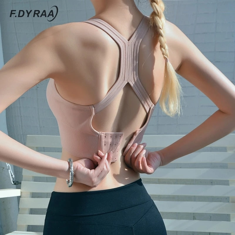 F.DYRAA Women Sports Bra Push Up Crop Top Female Fitness Gym Bra Hollow Breathable Top Sexy Running Yoga Bra Athletic Sportswear voguable