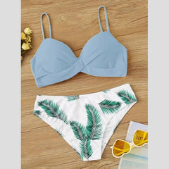 RUUHEE Women Swimsuit Push Up Solid Swimwear High Cut Floral Bathing Suit with Padded 2021 Bikini Set Bikini Swimwear Women voguable