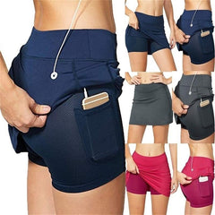 High Waist Yoga Shorts Sports Women Slim Short Skirt Fitness Yoga Short Summer Running Tennis Legging Pocket Workout Gym Shorts voguable