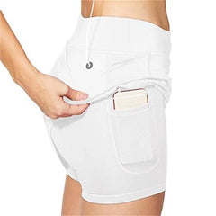 High Waist Yoga Shorts Sports Women Slim Short Skirt Fitness Yoga Short Summer Running Tennis Legging Pocket Workout Gym Shorts voguable