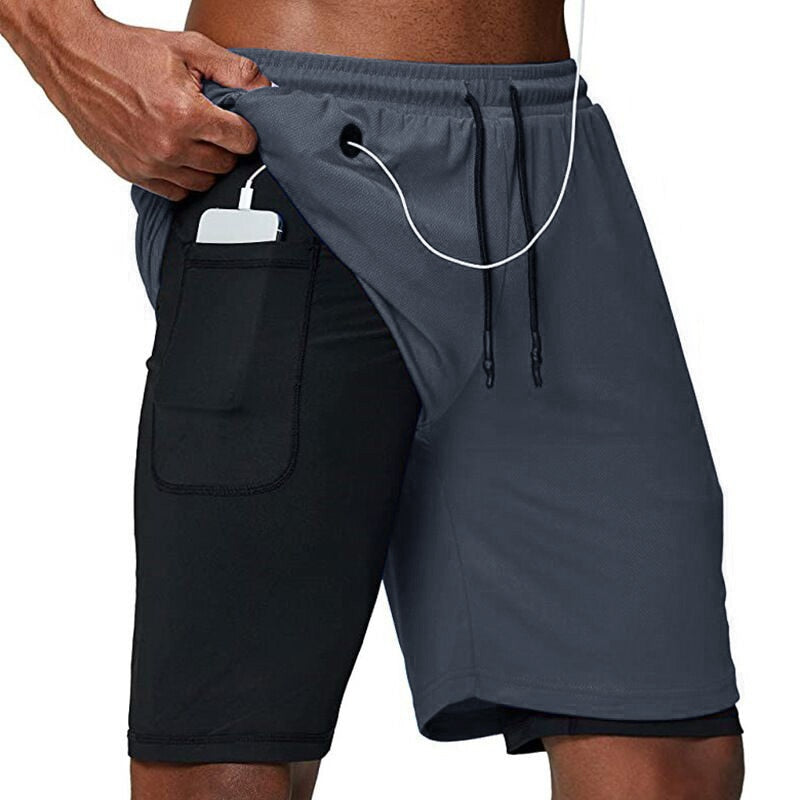 2021 Running Shorts Men Fitness Gym Training Sports Shorts Quick Dry Workout Gym Sport Jogging Double Deck Summer Men Shorts voguable