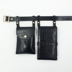 2 Piece Women's Belt Bag Luxury Designer Tactical Waist Bags Female Leather Flap Fanny Pack Shoulder Crossbody Chest Bag Purse voguable