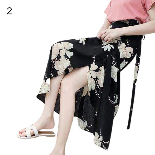 Women Summer Split Leopard Skirts 2021 pink Fashion Long Skirt Sexy Woman Floral Loose Lady Clothes Green Flower Skirts Fall voguable