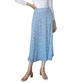 Fashion vintage skirt 2021 flower polka dot print high waist stretch split long A-line skirts for women beach maxi skirt voguable