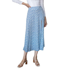 Fashion vintage skirt 2021 flower polka dot print high waist stretch split long A-line skirts for women beach maxi skirt voguable