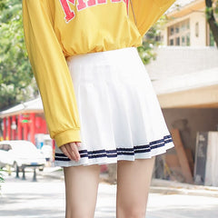 XS-XXL Spring Summer Autumn Women Skirts Student Girl Striped Pleated Waist Female Sweet Mini Dance Plaid Black White Pink Skirt voguable