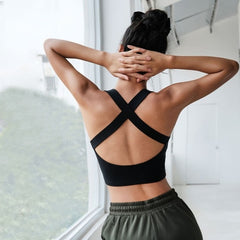 Cloud Hide Sexy Women Sports Bra Fitness Underwear Camis Push Up Yoga Crop Top Bras Solid Athletic Vest Gym Shirt Sportswear voguable
