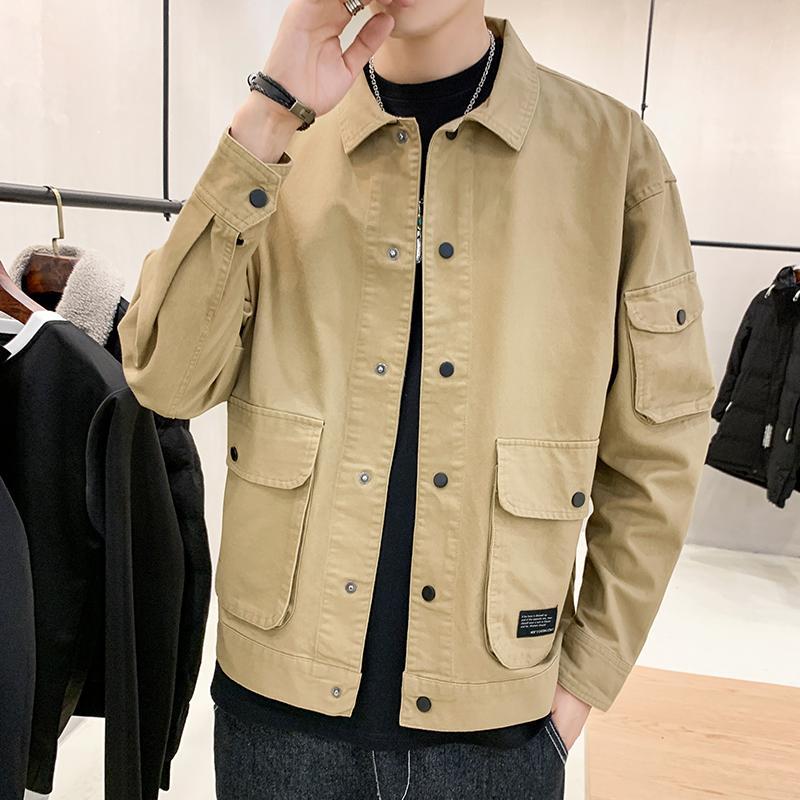 Voguable Men's Bomber Jacket Casual Clothes Korean Fashion Safari Style Jacket Multi-pocket 2020 New Men's Autumn Clothes Oversized Coat voguable