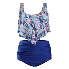 2020 Women Ruched High Waist Bikini 2019 Plus Size Swimwear Summer Swimsuit Flamingos Beach Bathing Suit Ruffle Bikini Mujer voguable