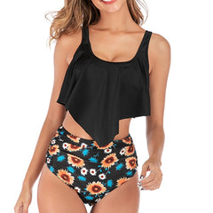 2020 Women Ruched High Waist Bikini 2019 Plus Size Swimwear Summer Swimsuit Flamingos Beach Bathing Suit Ruffle Bikini Mujer voguable