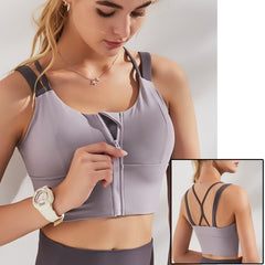 Cloud Hide Front Zipper Sports Bra Women Underwear Push Up Yoga Crop Top Bras Solid Athletic Vest Gym Fitness Shirt Sportswear voguable