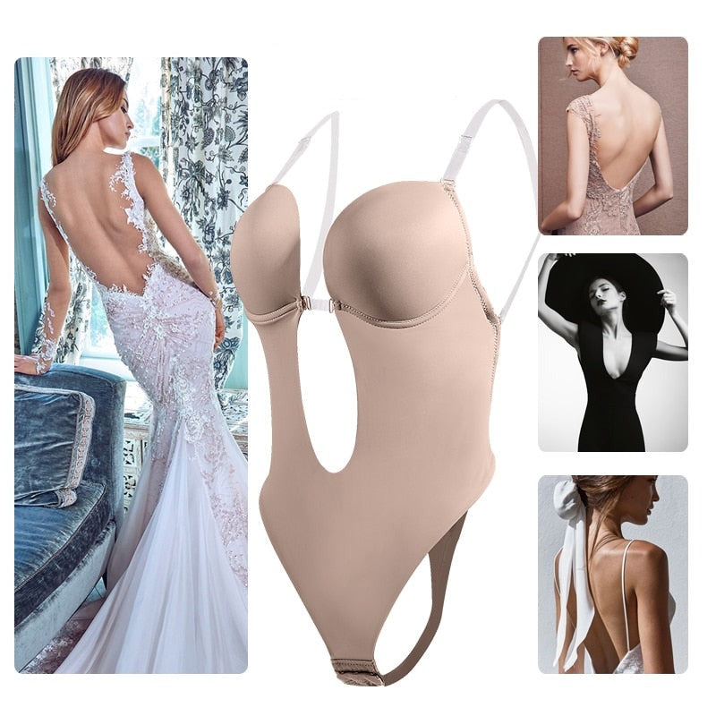 Corset Women Full Body Shaper Slimming Bodysuit Women Deep V-Neck Waist Trainer Push Up Wedding Party Underwear Sexy Shapewear voguable