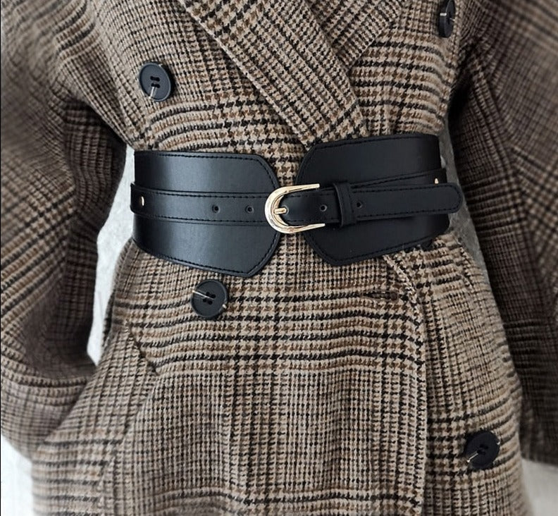 Luxury ladies wide belt elastic vintage buckle leather wide fashion wild pin buckle women's belt waist seal belt x208 voguable