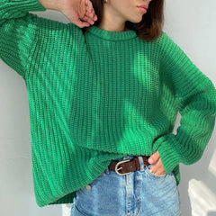 Women's Knitted Thicken Pullovers Sweater Autumn Winter Oversize Long Sleeve Casual Loose Sweaters Female Solid 2021 Ladies Top voguable