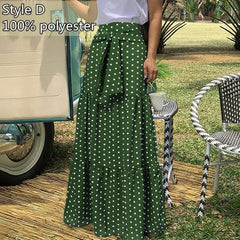 Voguable Long Skirts Women 2022 Autumn Celmia Vintage High-Waist Female Skirts Casual Plaid Check Loose Printed Belted Pleated Maxi Skirt voguable
