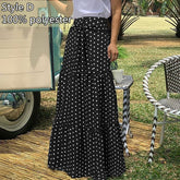 Voguable Long Skirts Women 2022 Autumn Celmia Vintage High-Waist Female Skirts Casual Plaid Check Loose Printed Belted Pleated Maxi Skirt voguable