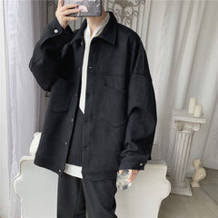 Voguable Privathinker Men's Solid Oversized Suede Jackets Korean Style Men Casual Loose Coats 2021 Autumn New Men's Fashion Outerwear voguable