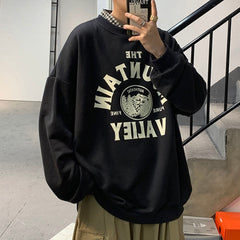 Voguable Graphic Printed Men's Black Sweatshirts 2021 Autumn Men Casual O-neck Pullovers Hoodies Korean Man Sweatshirts Tops voguable