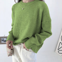 WYWM Cashmere Elegant Women Sweater Oversized Knitted Basic Pullovers O Neck Loose Soft Female Knitwear Jumper voguable