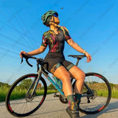 suboman women's Cycling One-piece Suit Jumpsuit Sports Style short-sleeved Sportswear Fashion Tight Riding Jumpsuit Shorts 2021 voguable