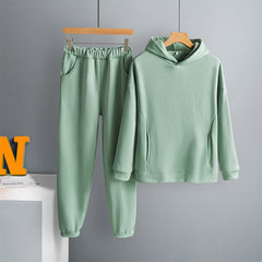 Voguable Women's Tracksuit Casual Fleece Two Piece Sets Oversized Hooded Long Sleeve Female Hoodie Suit 2021 Winter Sportwear Ladies Set voguable