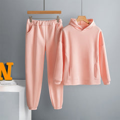 Voguable Women's Tracksuit Casual Fleece Two Piece Sets Oversized Hooded Long Sleeve Female Hoodie Suit 2021 Winter Sportwear Ladies Set voguable