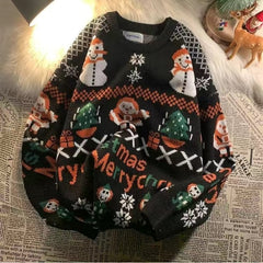 Voguable Men's And Women'sTurtleneck Christmas Sweater Ladies Lovely Elk Pullover Sweater Outer Wear Sweater Holiday Costumes Loose Top voguable