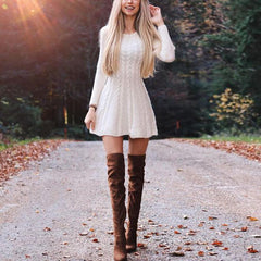 Voguable Knit Sweater Dress Women O-neck Sexy Long Sleeve Loose Oversize Party Work Harajuku Francais Autumn Winter Vestido Streetwear voguable