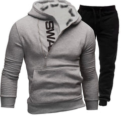Voguable Fashion Trendy Men's Sweatshirt 2-piece Set Comfortable Loose Warm jacket+ pants For Autumn Winter Sports Hoodie Set voguable