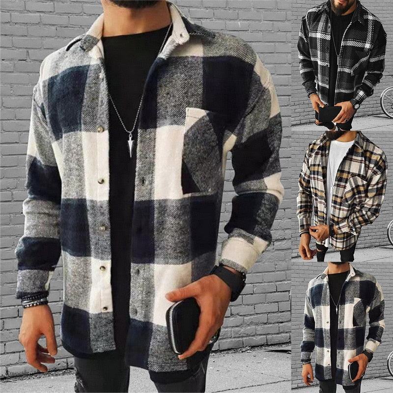 Voguable 2021 Brand Men's Fashion Spring Plaid Casual Flannel Shirts Long Sleeve Soft Comfort Slim Fit Styles Men Jacket Cardigan Shirt voguable
