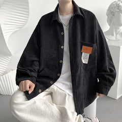 Voguable Men's Corduroy Long Sleeve Shirts Autumn Korean Shirt Woman Fashion Casual Oversize Shirt Printed Clothing voguable