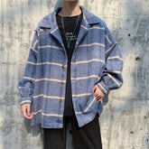 Voguable Men Korean Style Overcoat Wool Plaid Men's Streetwear Windbreaker Harajuku Fashions Oversize Jackets Coats voguable