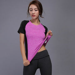 Women Sport Training Short Shirts Yoga Clothes Running Fitness Workout T-shirt Fitness Quick-drying Female Gym Sports Tops voguable