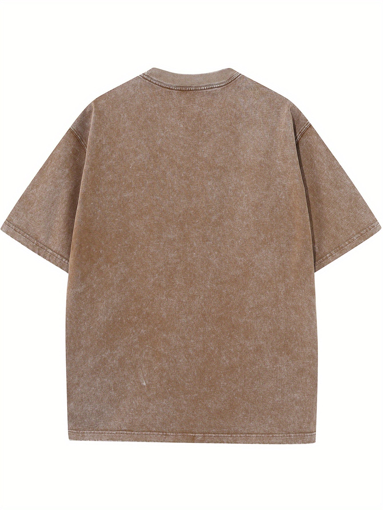 Creative Abstract Pattern Print Vintage Acid Washed Cotton T-shirt For Men, Suitable For Summer voguable