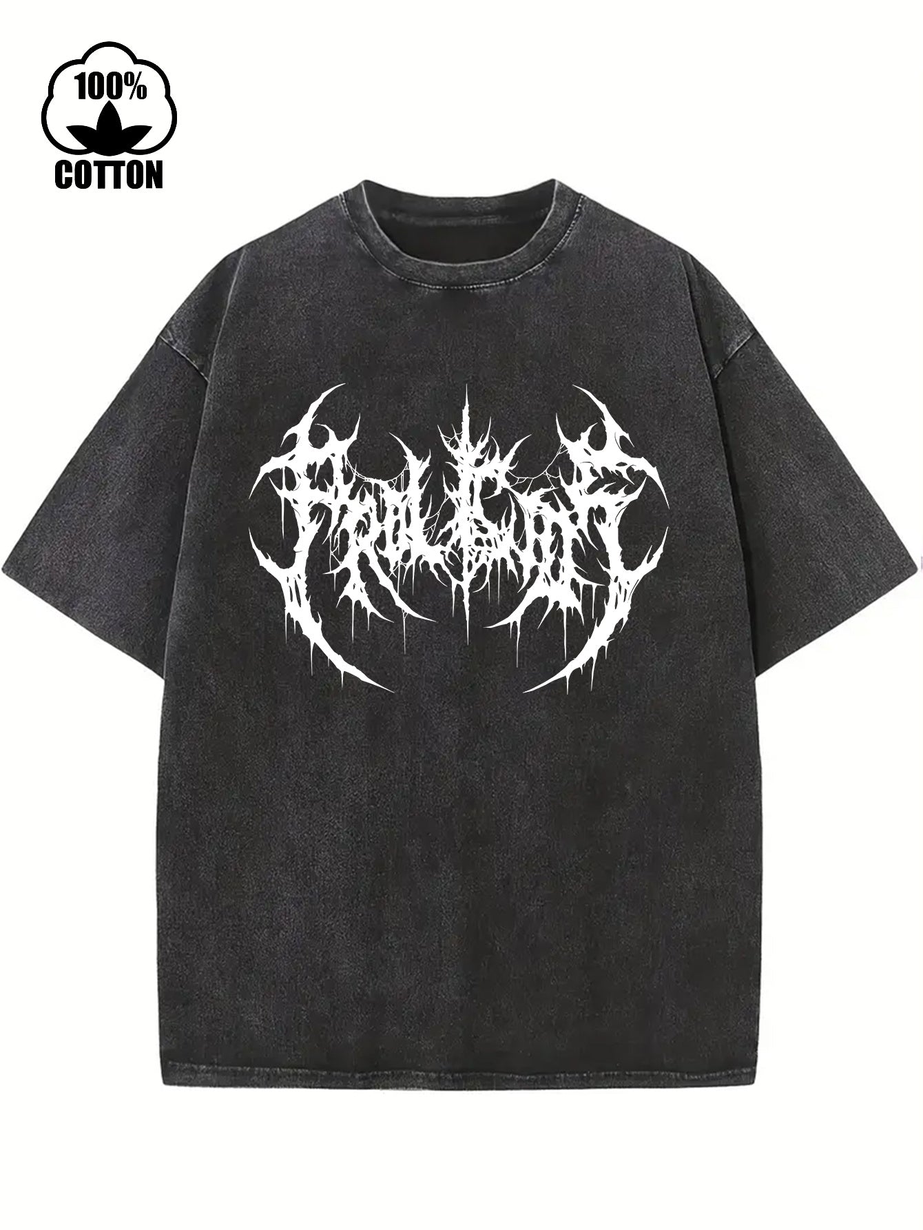 Creative Abstract Pattern Print Vintage Acid Washed Cotton T-shirt For Men, Suitable For Summer voguable