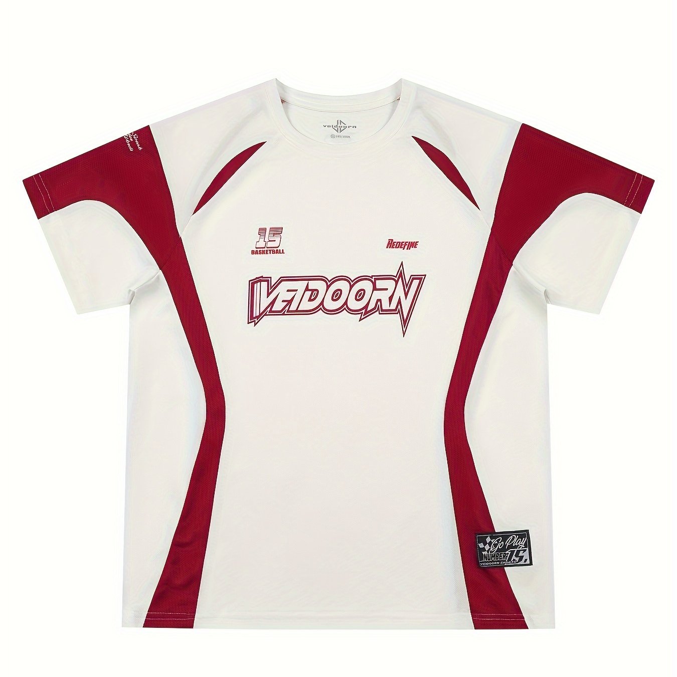 [Short Sleeve Breathable T-Shirt] VEIDOORN Men's Athletic T-Shirt - Breathable Polyester, Crew Neck, Short Sleeve with Geometric Design for Basketball & Sports - Summer Casual Wear voguable