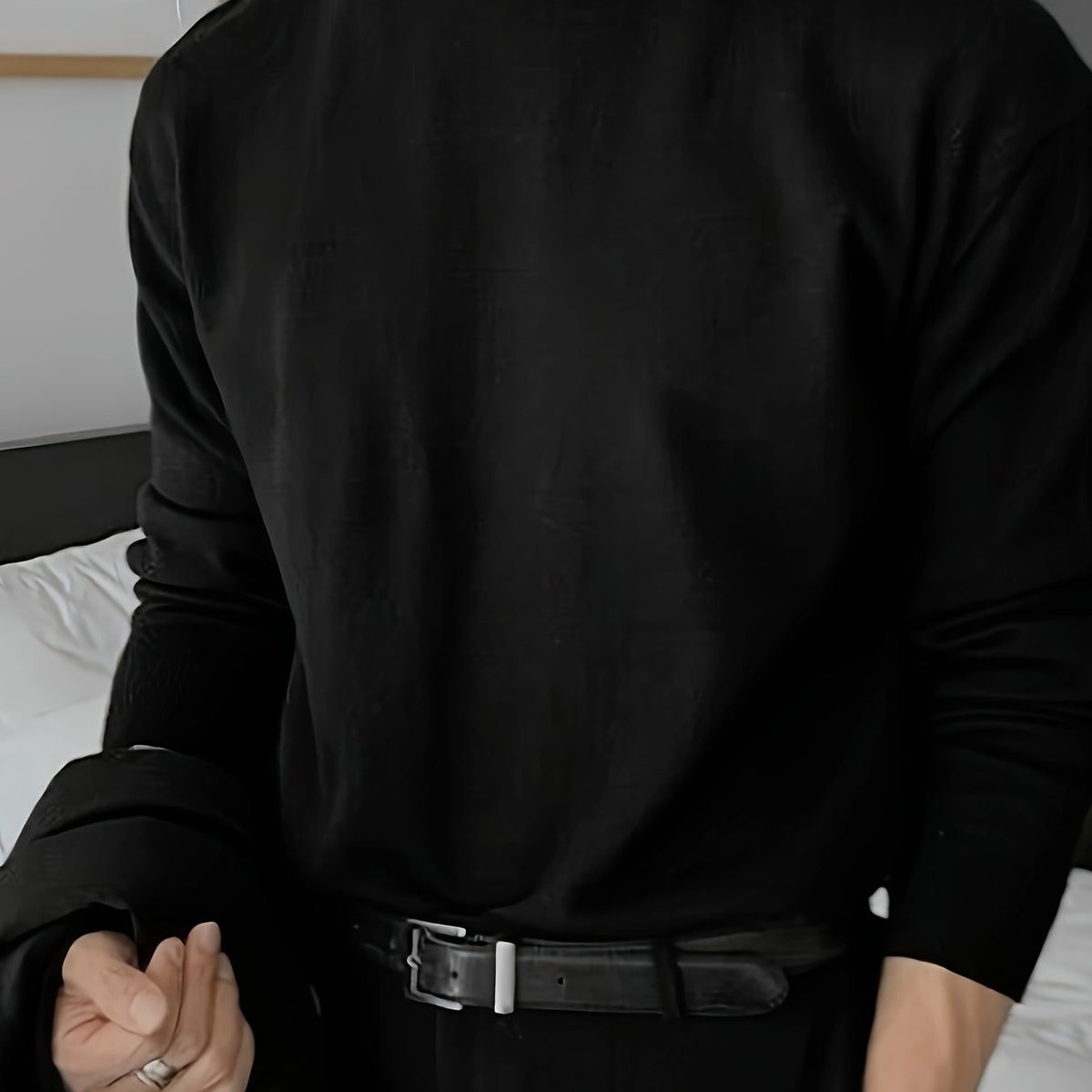 [Soft Cozy Knit Turtleneck Sweater] Men's Cozy Knit Turtleneck Sweater - Casual Solid Color Pullover for Fall/Winter, Soft Blend voguable