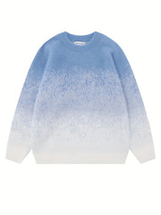 [Warm Mid Stretch Crew Sweater] All Match Knitted Ombre Sweater, Men's Casual Warm Mid Stretch Crew Neck Pullover Sweater For Men Fall Winter voguable