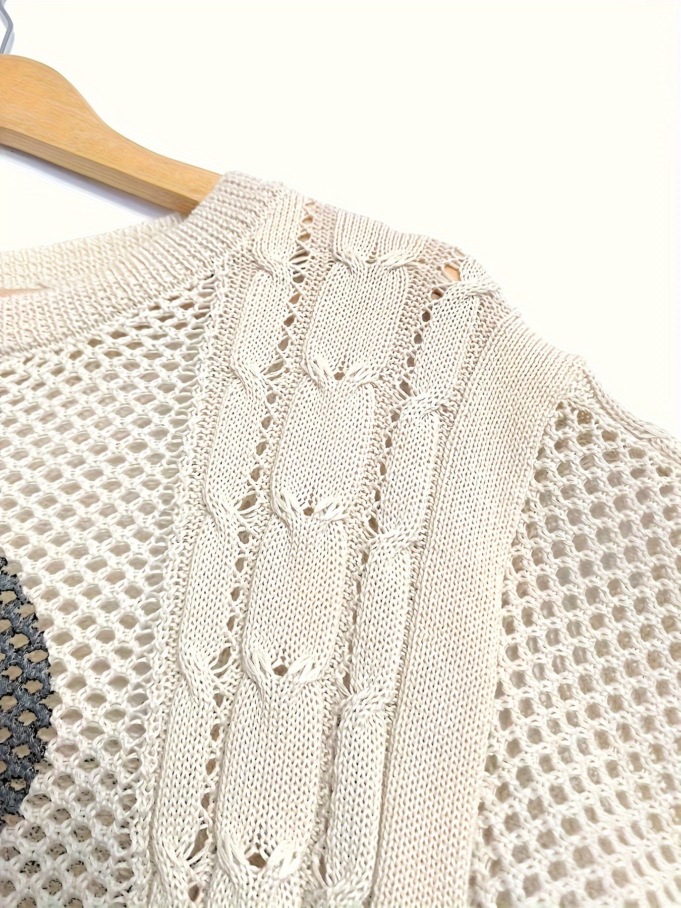 [Skull Pattern Boat Neck Sweater] Skull Pattern Boat Neck Sweater, Casual Eyelet Long Sleeve Sweater For Spring & Fall, Women's Clothing voguable