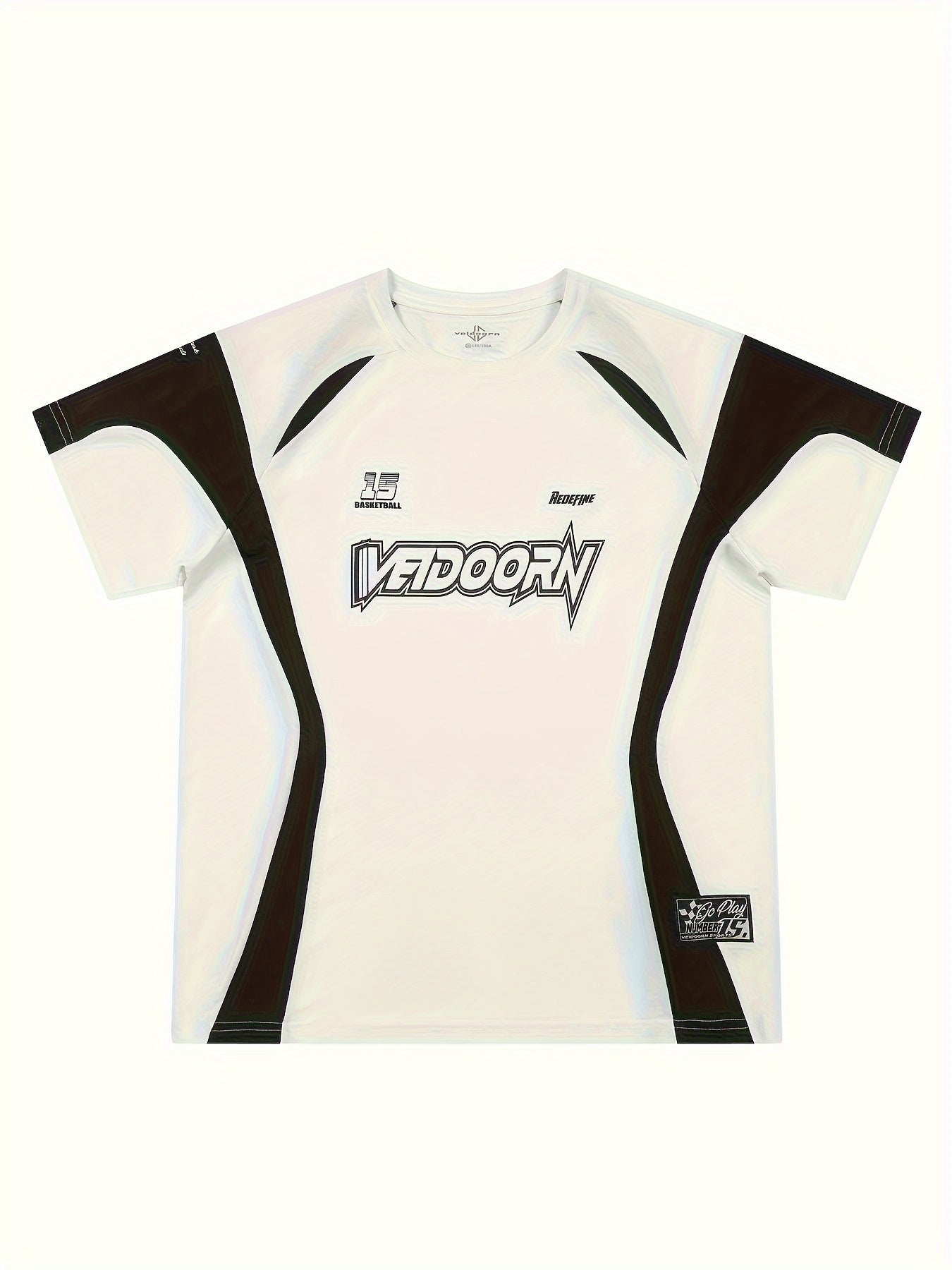 [Short Sleeve Breathable T-Shirt] VEIDOORN Men's Athletic T-Shirt - Breathable Polyester, Crew Neck, Short Sleeve with Geometric Design for Basketball & Sports - Summer Casual Wear voguable