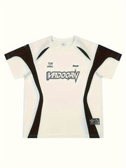 [Short Sleeve Breathable T-Shirt] VEIDOORN Men's Athletic T-Shirt - Breathable Polyester, Crew Neck, Short Sleeve with Geometric Design for Basketball & Sports - Summer Casual Wear voguable