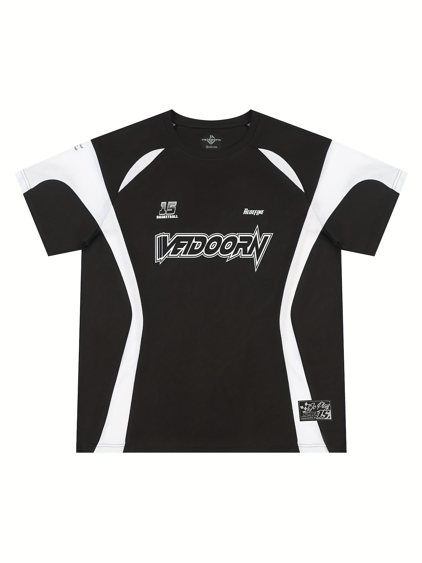 [Short Sleeve Breathable T-Shirt] VEIDOORN Men's Athletic T-Shirt - Breathable Polyester, Crew Neck, Short Sleeve with Geometric Design for Basketball & Sports - Summer Casual Wear voguable