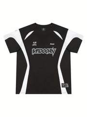 [Short Sleeve Breathable T-Shirt] VEIDOORN Men's Athletic T-Shirt - Breathable Polyester, Crew Neck, Short Sleeve with Geometric Design for Basketball & Sports - Summer Casual Wear voguable