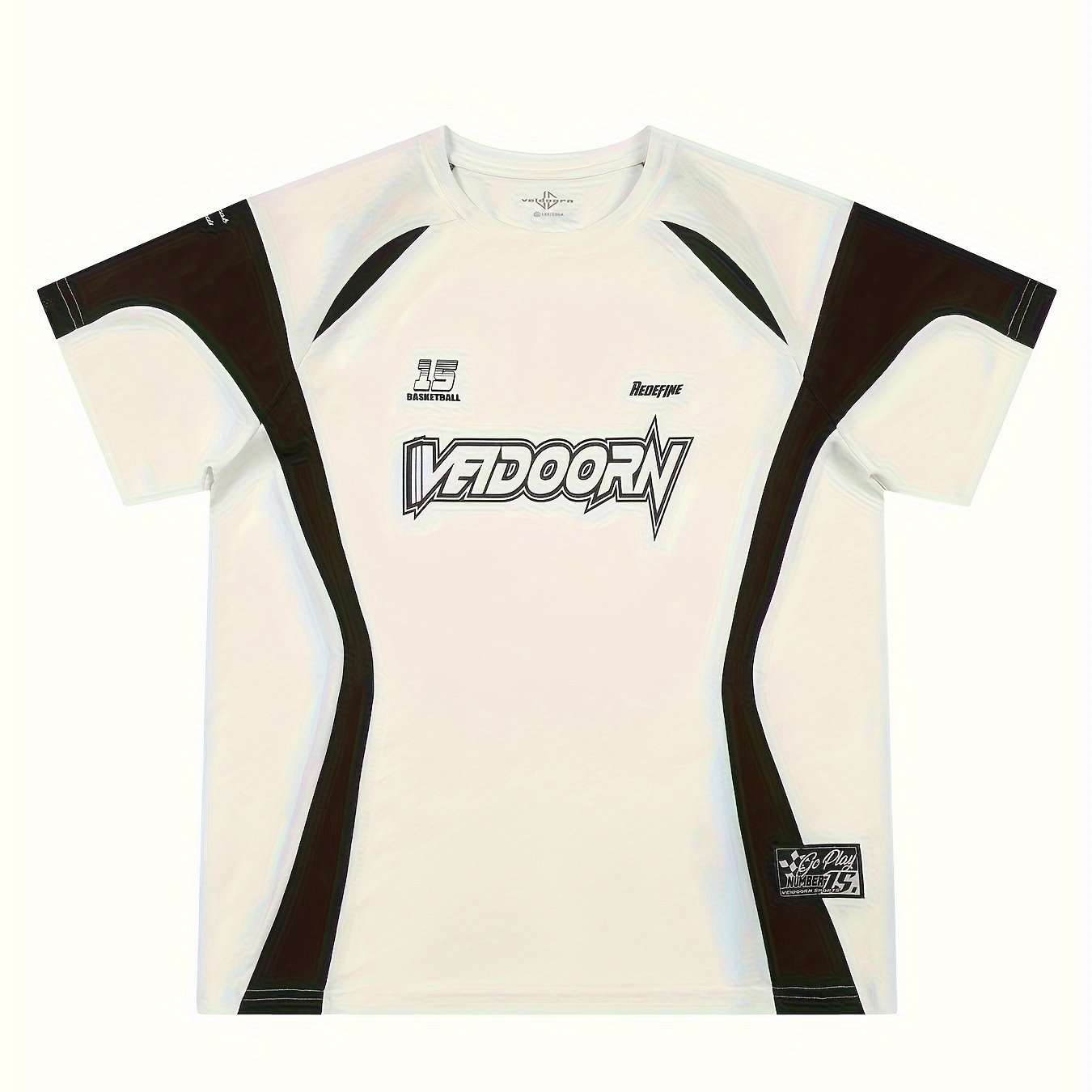 [Short Sleeve Breathable T-Shirt] VEIDOORN Men's Athletic T-Shirt - Breathable Polyester, Crew Neck, Short Sleeve with Geometric Design for Basketball & Sports - Summer Casual Wear voguable