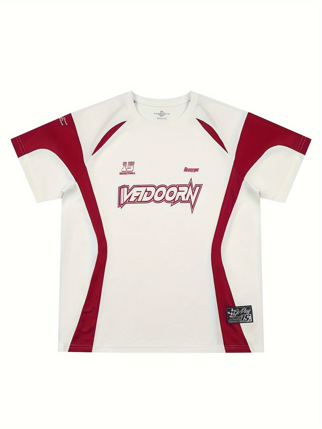 [Short Sleeve Breathable T-Shirt] VEIDOORN Men's Athletic T-Shirt - Breathable Polyester, Crew Neck, Short Sleeve with Geometric Design for Basketball & Sports - Summer Casual Wear voguable