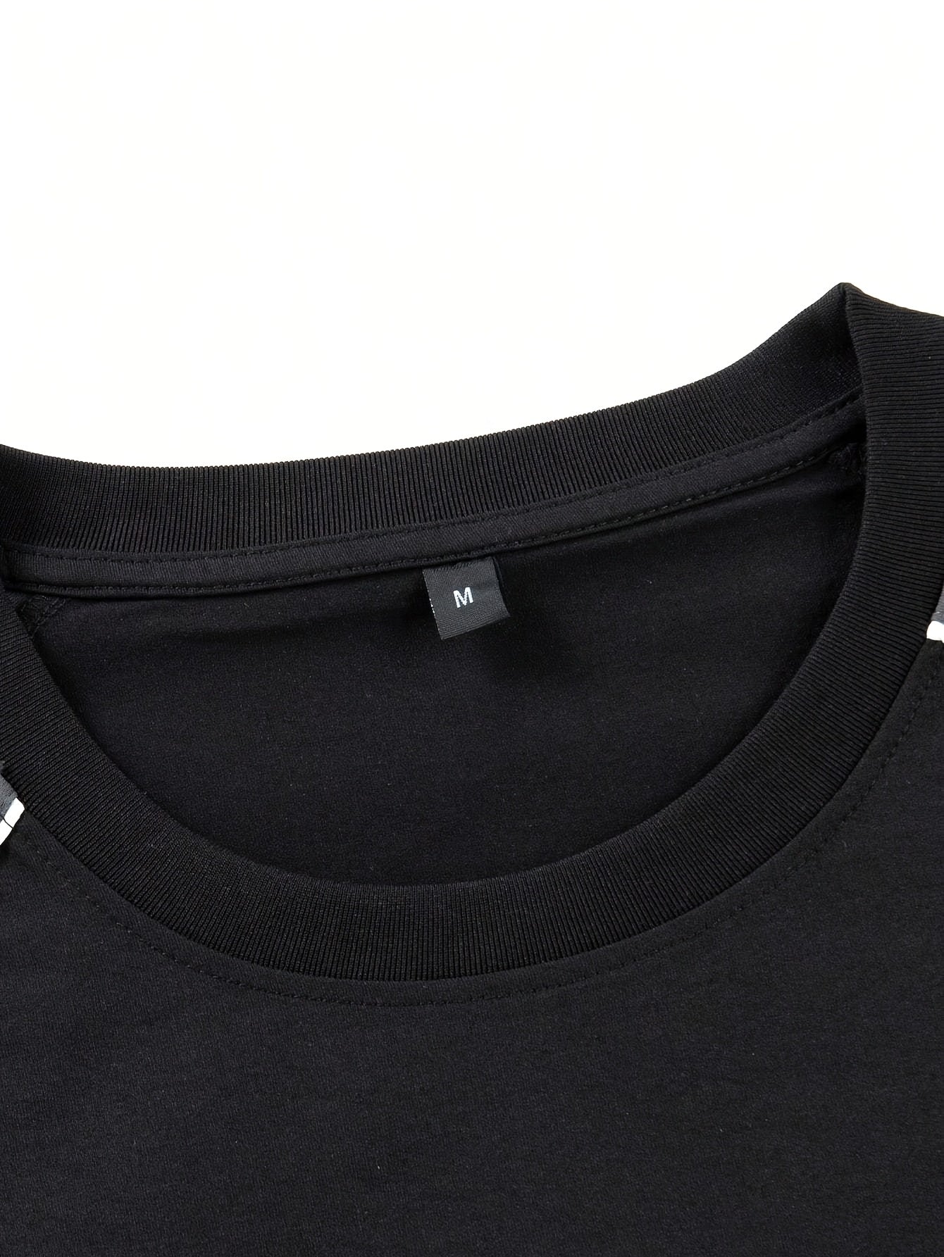 [100% Polyester Crew Neck T-Shirt] Men'S Casual Color Block Crew Neck T-Shirt - Polyester 100%, Knit Fabric, Raglan Short Sleeve, Regular Fit, Non-Stretch, Long Length Pullover for Weekend Casual - Fall Collection voguable