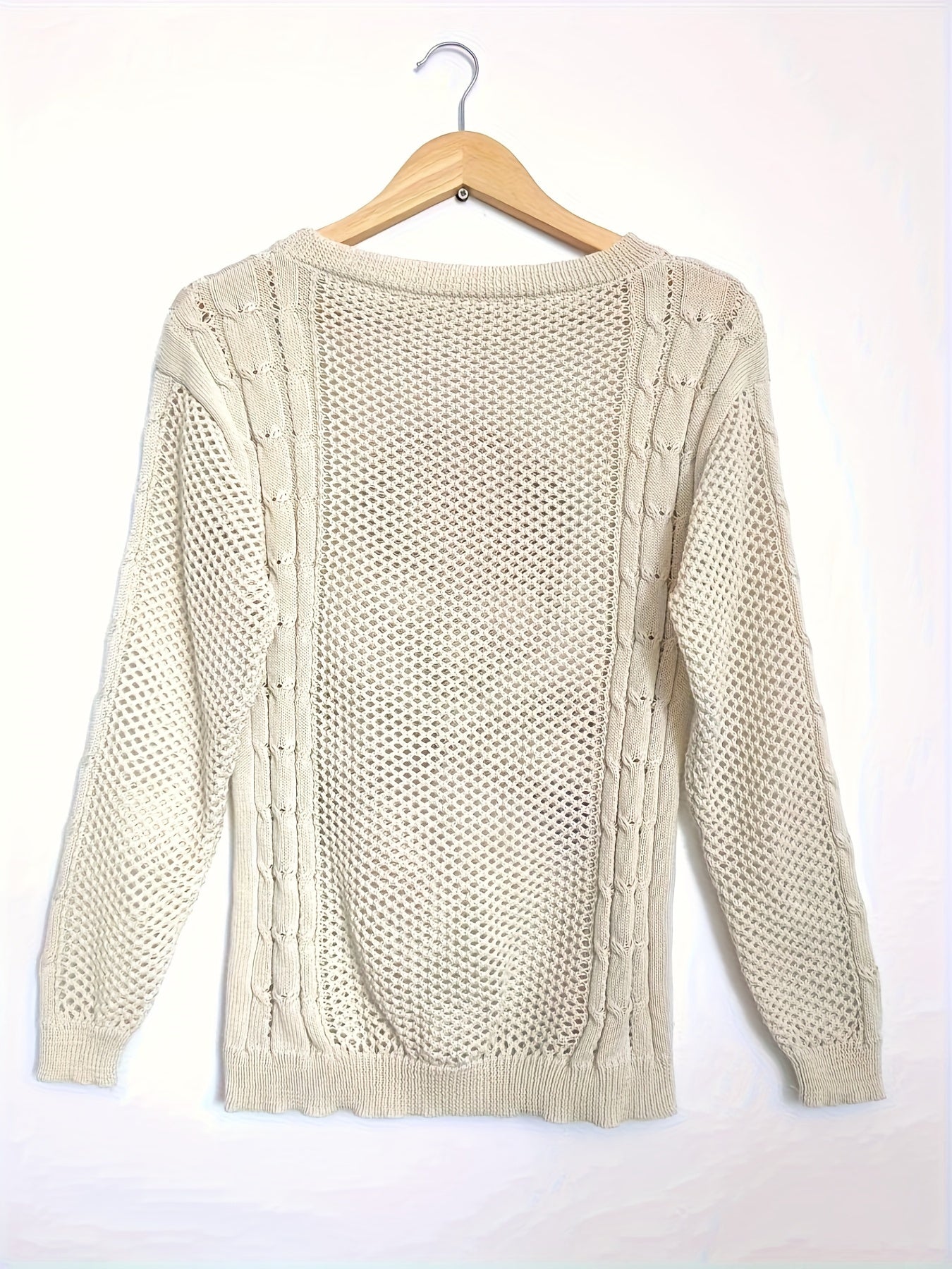 [Skull Pattern Boat Neck Sweater] Skull Pattern Boat Neck Sweater, Casual Eyelet Long Sleeve Sweater For Spring & Fall, Women's Clothing voguable