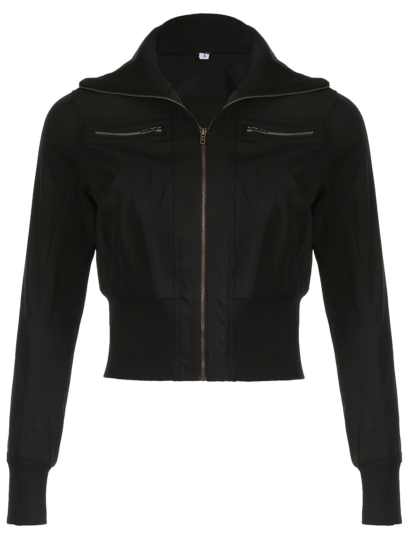 Medium-high Collar Stand Collar Waist-concealing Slimming Zipper Jacquard Jacket voguable